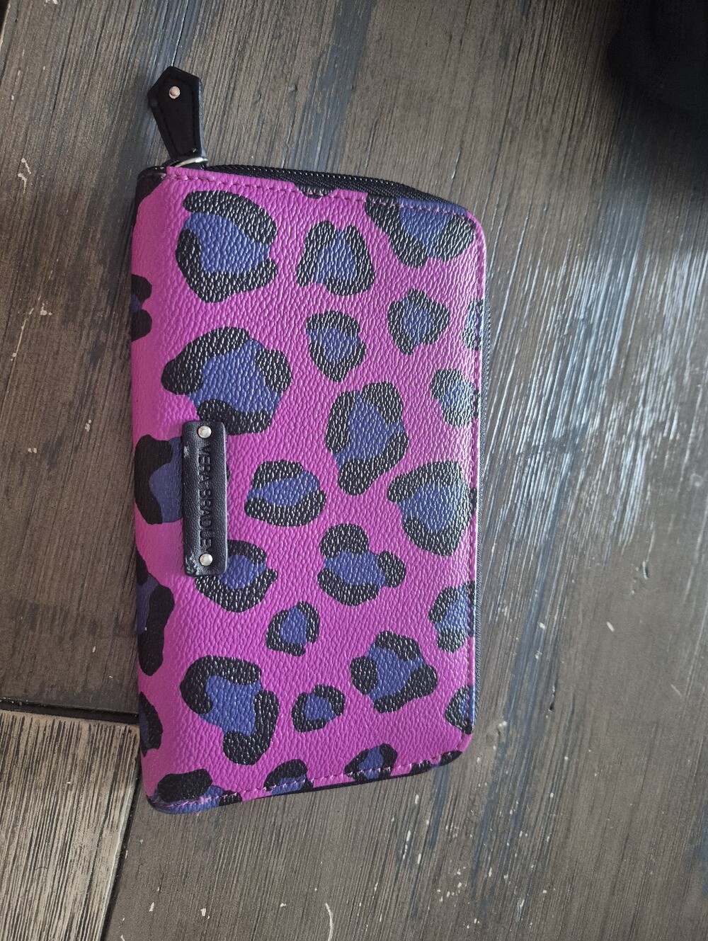 Vera Bradley Pink Purple Leopard Print Zip Around Continental Wallet RFID